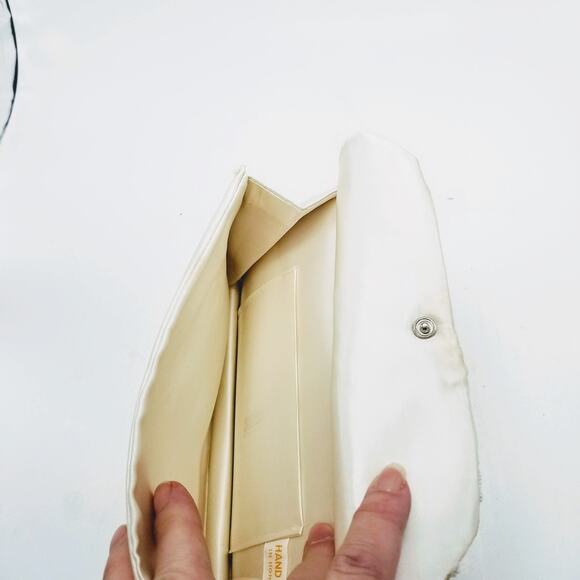 Vintage Beaded Clutch Purse, Off White Sequin Evening Bag, Double Sided - Picture 7 of 9